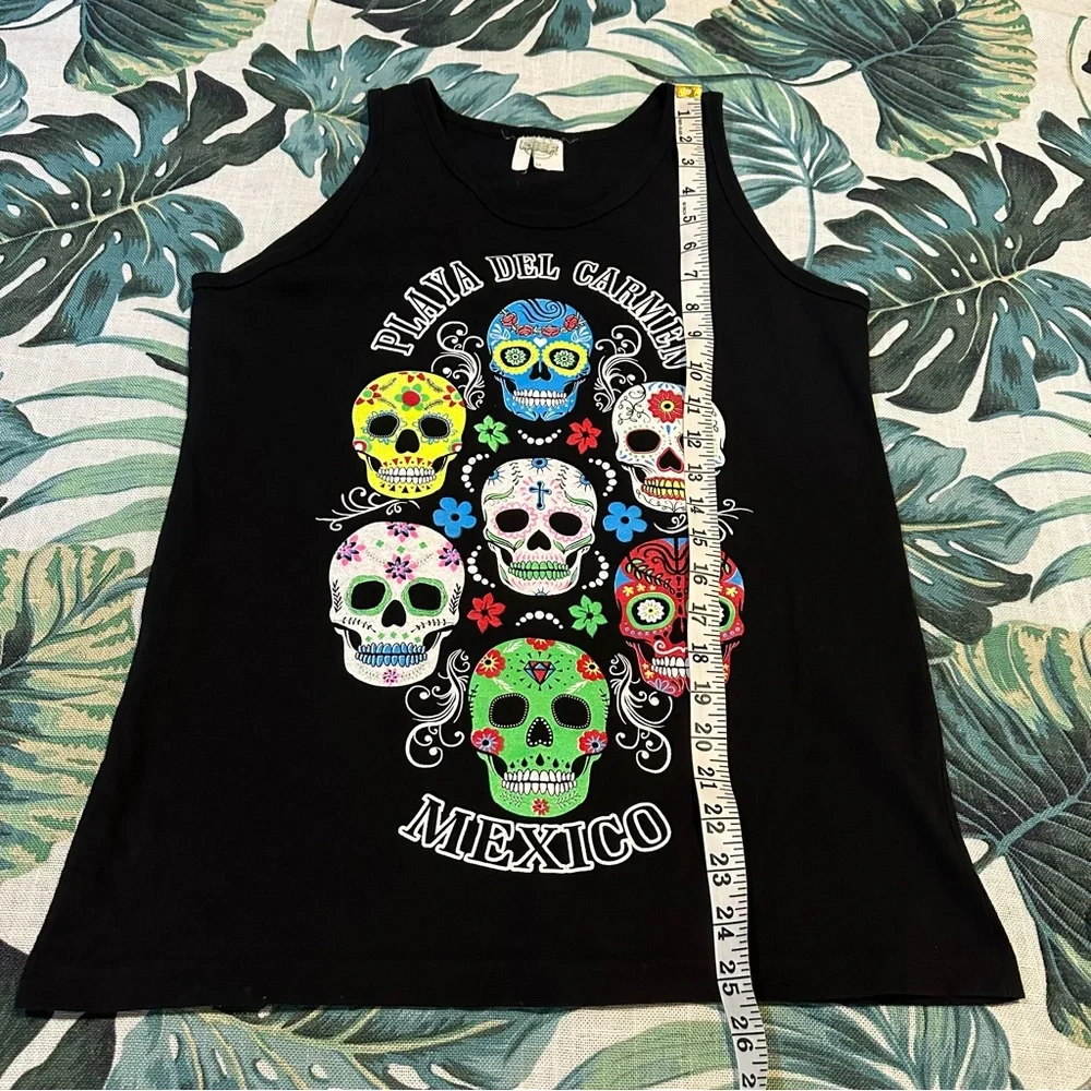 REEF Sugar Skull Day Of The Dead Dia De Los Muertos Mexico Graphic Tank Top - Picture 9 of 11